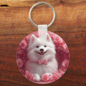 アメリカのエスキモとバラ – バレンタインデー キーホルダー (正面)