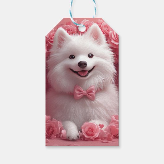アメリカのエスキモとバラ – バレンタインデー ギフトタグ (正面)