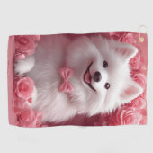 アメリカのエスキモとバラ – バレンタインデー ゴルフタオル (横)