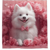 アメリカのエスキモとバラ – バレンタインデー シャワーカーテン (正面)