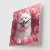 アメリカのエスキモとバラ – バレンタインデー スクエア壁時計 (傾斜)