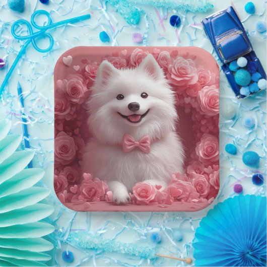 アメリカのエスキモとバラ – バレンタインデー ペーパープレート (パーティー)