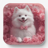 アメリカのエスキモとバラ – バレンタインデー ペーパープレート (正面)