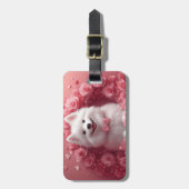 アメリカのエスキモとバラ – バレンタインデー ラゲッジタグ (正面縦)