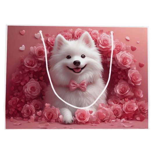 アメリカのエスキモとバラ – バレンタインデー ラージペーパーバッグ (裏面)