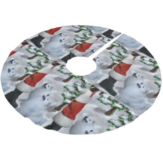 アメリカのエスキモクリスマス ブラッシュドポリエステルツリースカート (アングル)