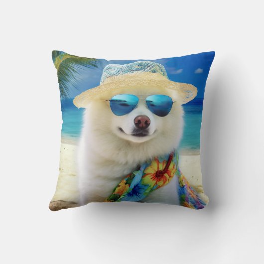 アメリカのエスキモビーチ、犬の恋人のための夏の贈り物 クッション (裏面)