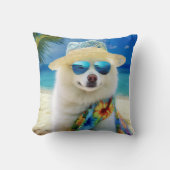 アメリカのエスキモビーチ、犬の恋人のための夏の贈り物 クッション (正面)