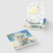 アメリカのエスキモビーチ、犬の恋人のための夏の贈り物 ストーンコースター (横)