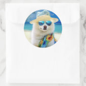 アメリカのエスキモビーチ、犬の恋人のための夏の贈り物 ラウンドシール (バッグ)