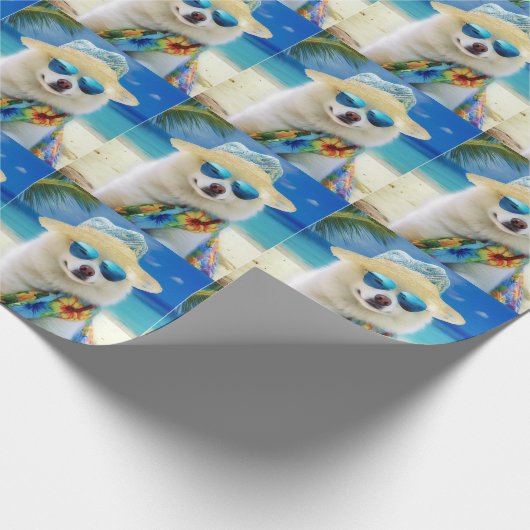 アメリカのエスキモビーチ、犬の恋人のための夏の贈り物 ラッピングペーパー (角)