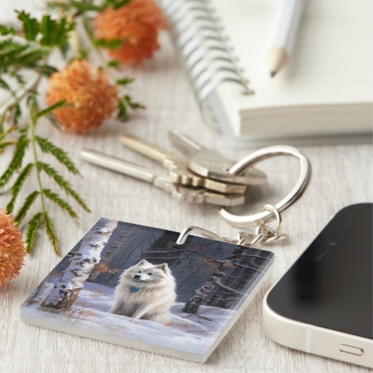 アメリカのエスキモーが雪のクリスマスを過ごす キーホルダー (正面右)