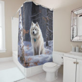 アメリカのエスキモーが雪のクリスマスを過ごす シャワーカーテン (インサイチュ)