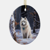 アメリカのエスキモーが雪のクリスマスを過ごす セラミックオーナメント (右)