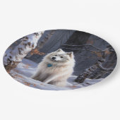 アメリカのエスキモーが雪のクリスマスを過ごす ペーパープレート (アングル)