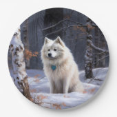 アメリカのエスキモーが雪のクリスマスを過ごす ペーパープレート (正面)