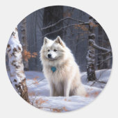 アメリカのエスキモーが雪のクリスマスを過ごす ラウンドシール (正面)