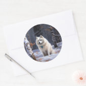 アメリカのエスキモーが雪のクリスマスを過ごす ラウンドシール (封筒)