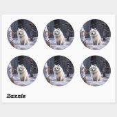 アメリカのエスキモーが雪のクリスマスを過ごす ラウンドシール (シート)