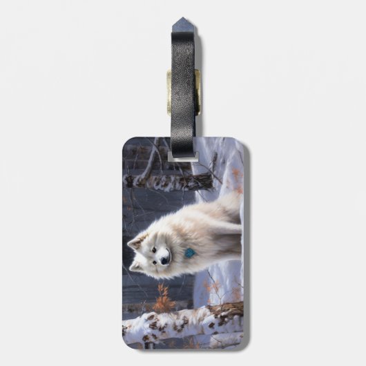 アメリカのエスキモーが雪のクリスマスを過ごす ラゲッジタグ (裏面縦)