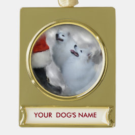 アメリカのエスキモーのクリスマスプレゼントパーソナライズされた ゴールドプレートバナーオーナメント