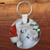 アメリカのエスキモー犬のクリスマスプレゼント キーホルダー (正面)
