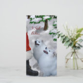 アメリカのエスキモー犬のクリスマスプレゼント シーズンカード (スタンド正面)