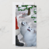 アメリカのエスキモー犬のクリスマスプレゼント シーズンカード (正面)