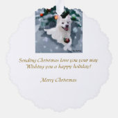 アメリカのエスキモー犬のクリスマス オーナメントカード (裏面)