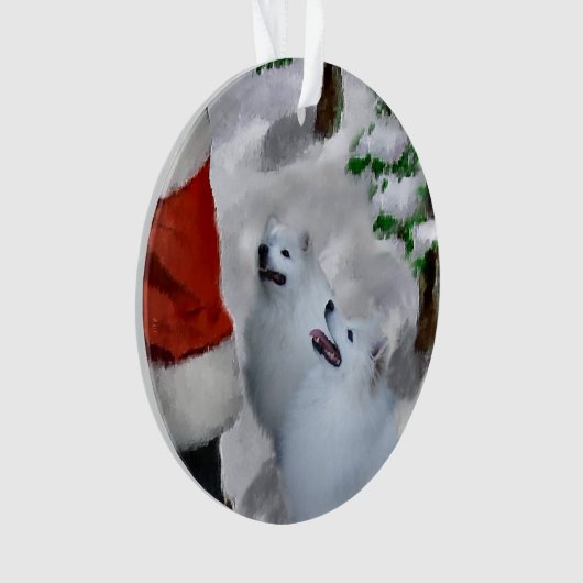 アメリカのエスキモー犬のクリスマス オーナメント (正面)