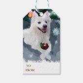 アメリカのエスキモー犬のクリスマス ギフトタグ (正面)
