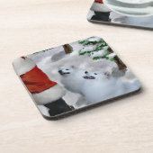 アメリカのエスキモー犬のクリスマス コースター (左側)