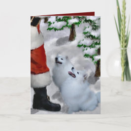 アメリカのエスキモー犬のクリスマス シーズンカード