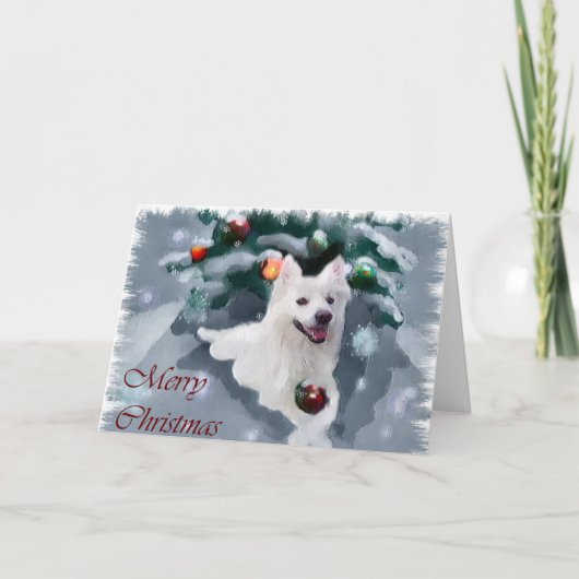 アメリカのエスキモー犬のクリスマス シーズンカード (正面)