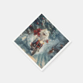 アメリカのエスキモー犬のクリスマス スタンダードカクテルナプキン (角)