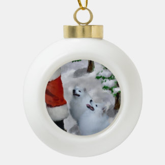 アメリカのエスキモー犬のクリスマス セラミックボールオーナメント