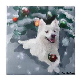 アメリカのエスキモー犬のクリスマス タイル