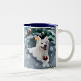 アメリカのエスキモー犬のクリスマス ツートーンマグカップ
