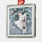 アメリカのエスキモー犬のクリスマス メタルオーナメント (左)