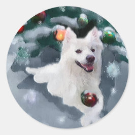 アメリカのエスキモー犬のクリスマス ラウンドシール