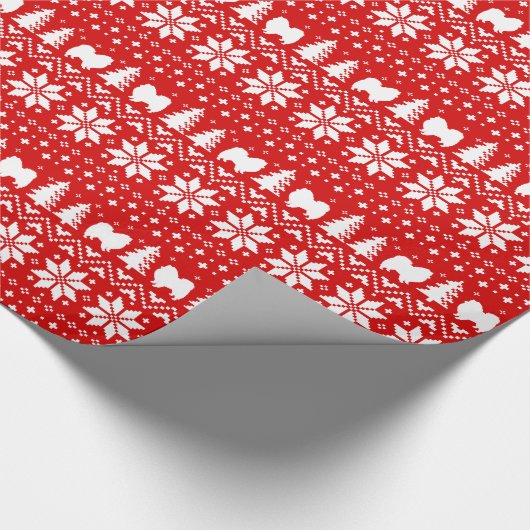 アメリカのエスキモー犬のシルエットのクリスマスエスキーズ ラッピングペーパー (角)