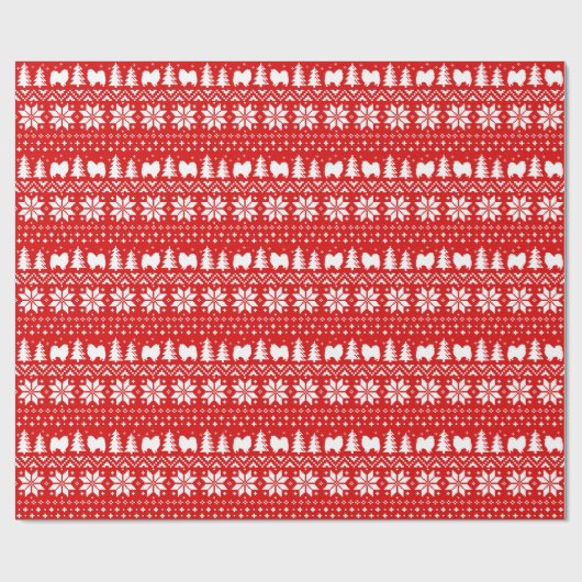 アメリカのエスキモー犬のシルエットのクリスマスエスキーズ ラッピングペーパー (フラット)