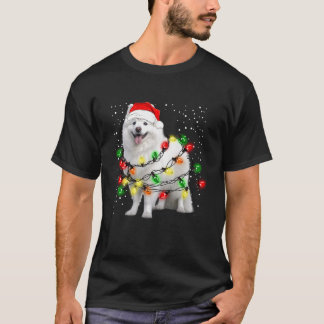 アメリカのエスキモー犬のストリングライトでクリスマス Tシャツ