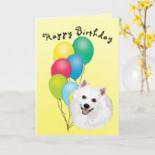 アメリカのエスキモー犬のハッピーバースデー カード (黄色い花)