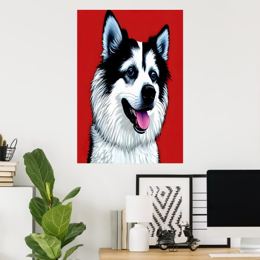 アメリカのエスキモー犬のポートレート | AIアートポスター ポスター (ホームオフィス)