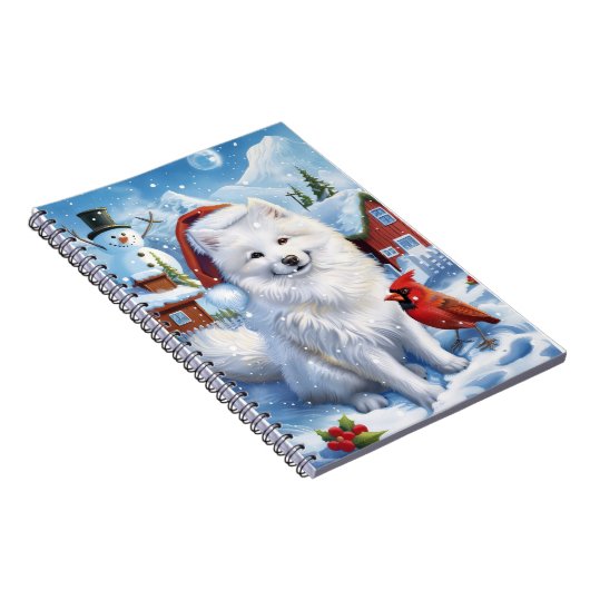 アメリカのエスキモー犬の冬のワンダーランドクリスマス ノートブック (右側)