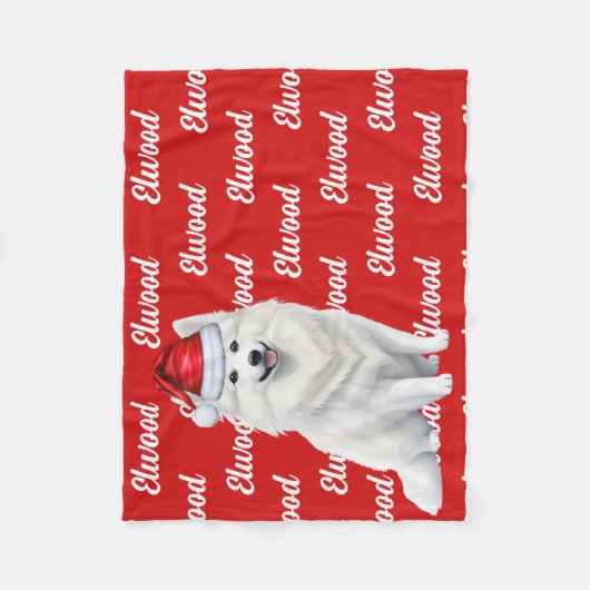 アメリカのエスキモー犬の名前パターン（の模様が）あるクリスマス フリースブランケット (正面)