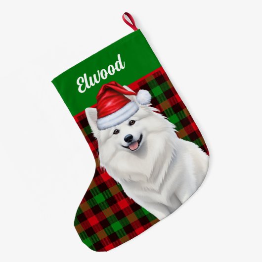 アメリカのエスキモー犬の愛称 ラージクリスマスストッキング (裏面 (吊り時))