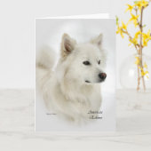 アメリカのエスキモー犬の芸術のギフト カード (黄色い花)