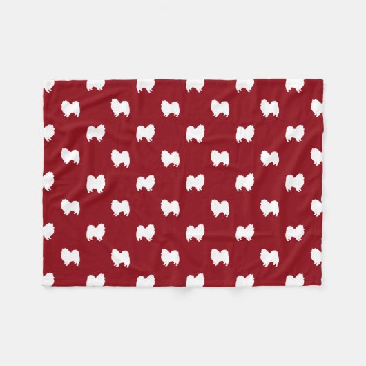 アメリカのエスキモー犬はパターンのシルエットを描きます フリースブランケット (正面(横))